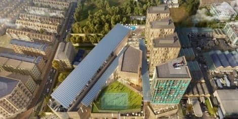 Aerial view of the Business Bay Square (BBS) Mall in Eastleigh