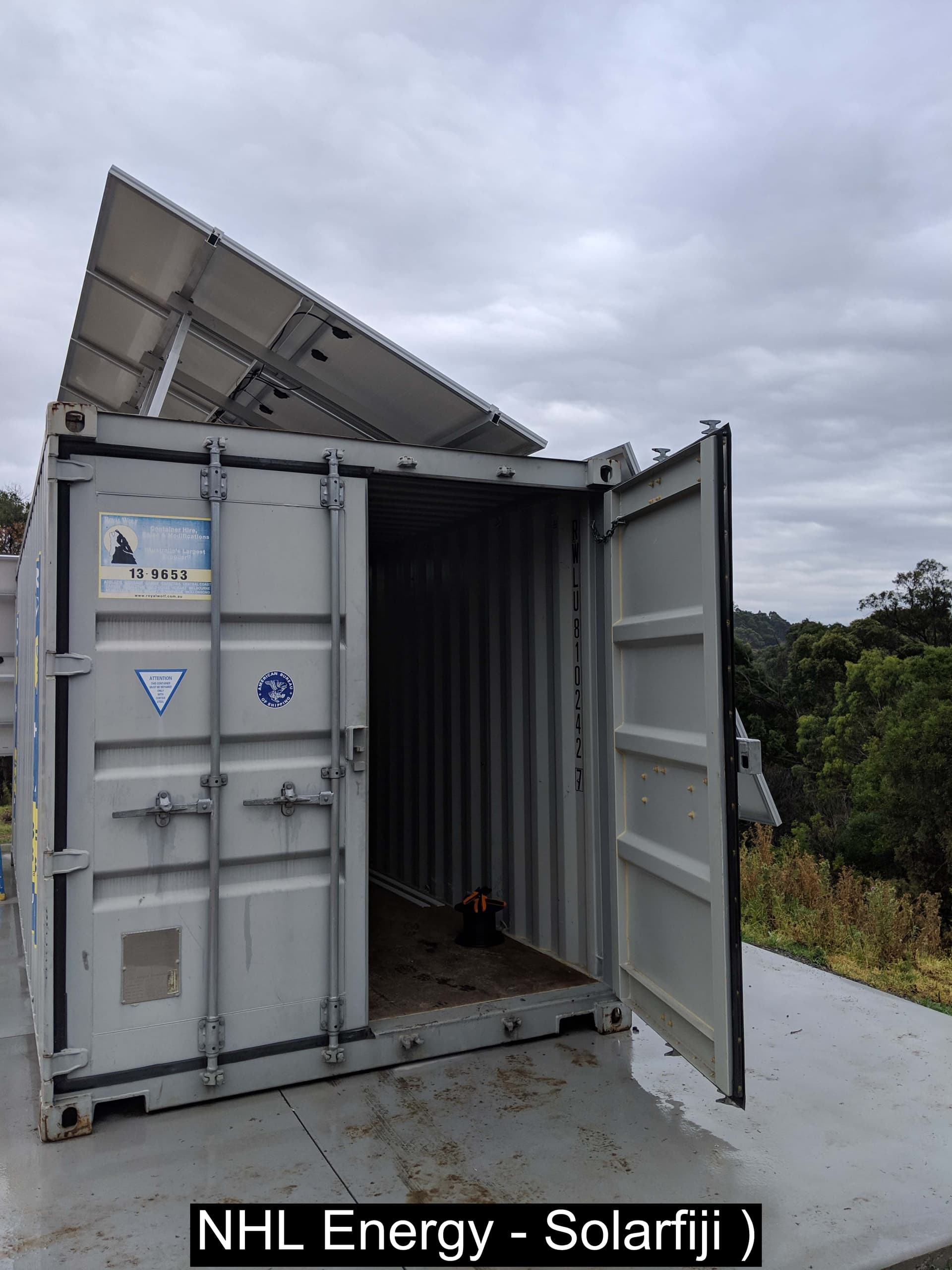 Commercial Victron Hybrid Solar System in a 20ft Container room