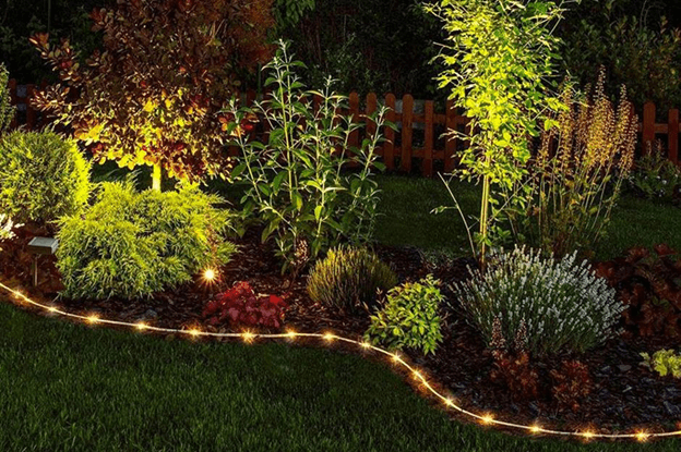 String lights in garden