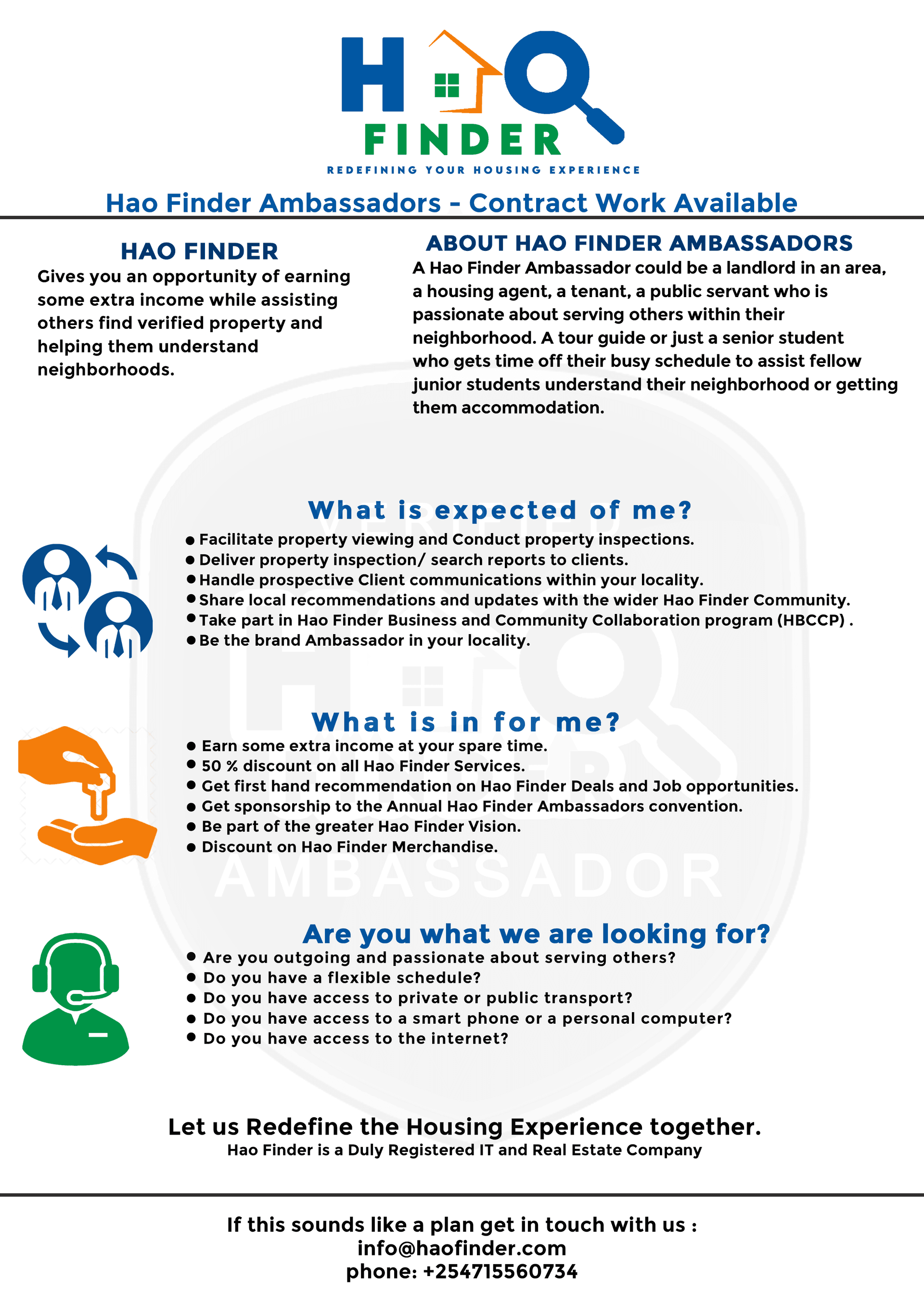 Hao Finder Ambassadors Contract Jobs